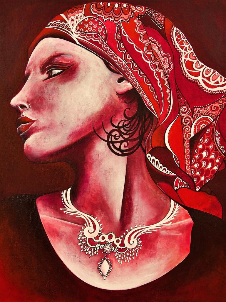 Le Rouge Esmeralda, Acrylique et Posca sur toile, 50 x 40 cm, 2011